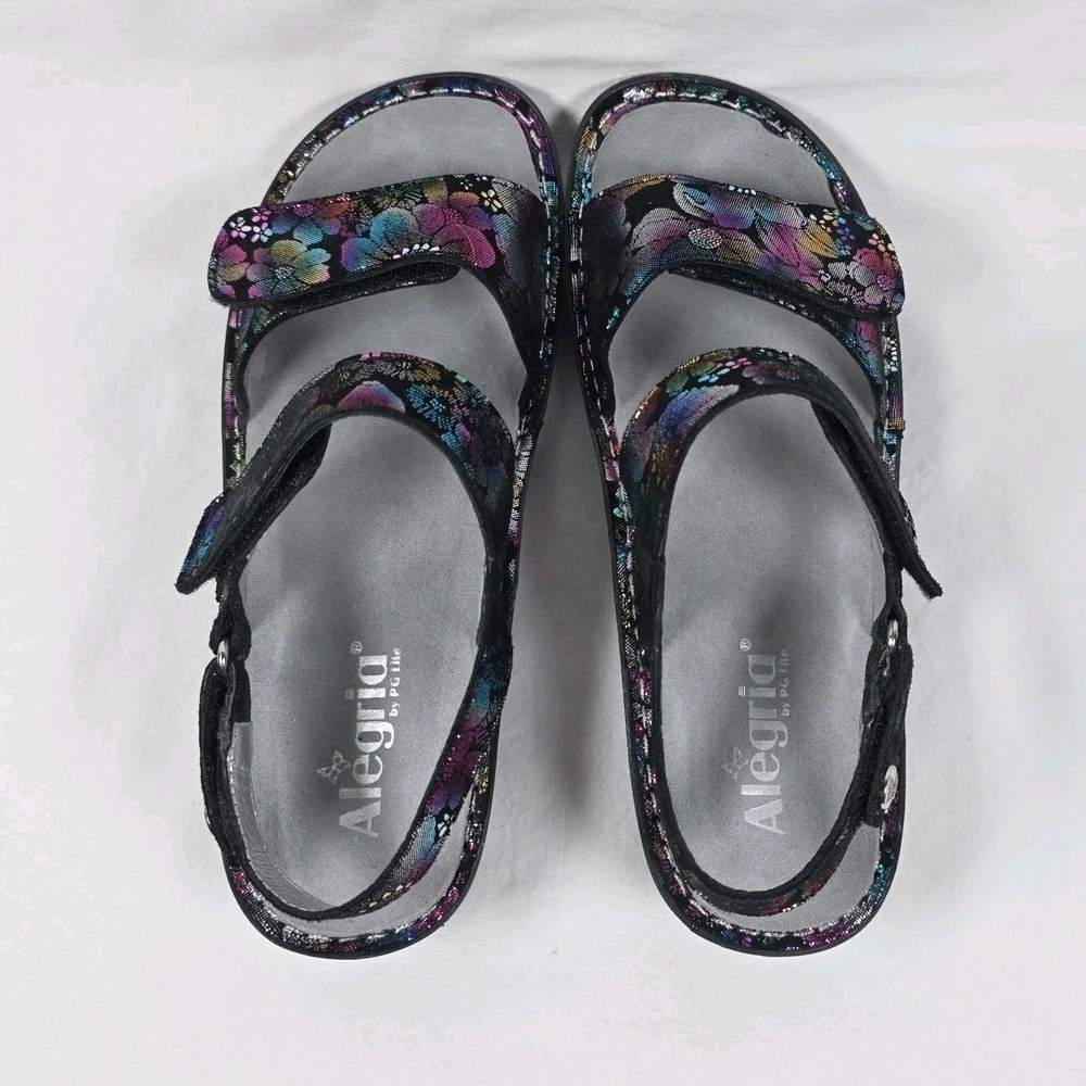 Alegria Verona Liberty Love Rainbow Slingback Sz 10 Multi Floral Sandals VER-450 - Picture 5 of 9